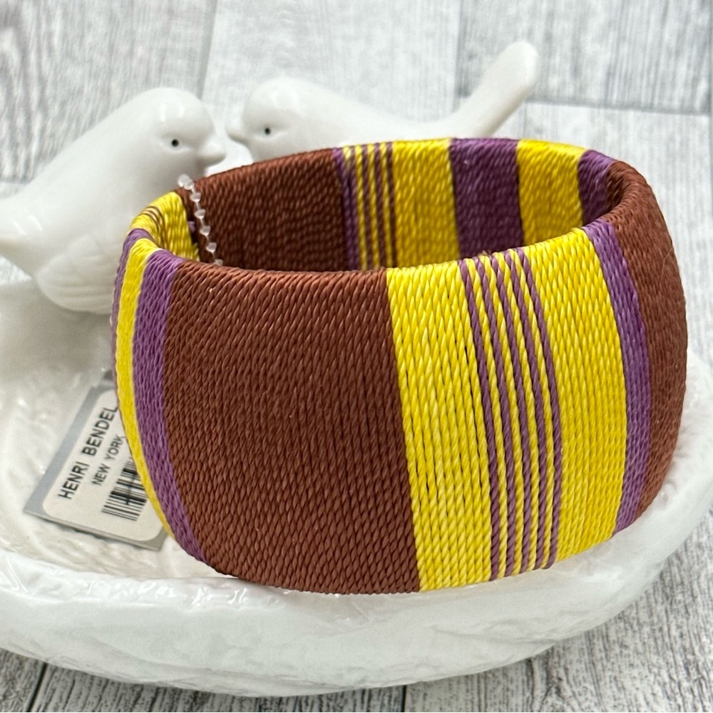 Henri Bendel Sequin Wide Multicolor Thread Wrapped Bangle Bracelet